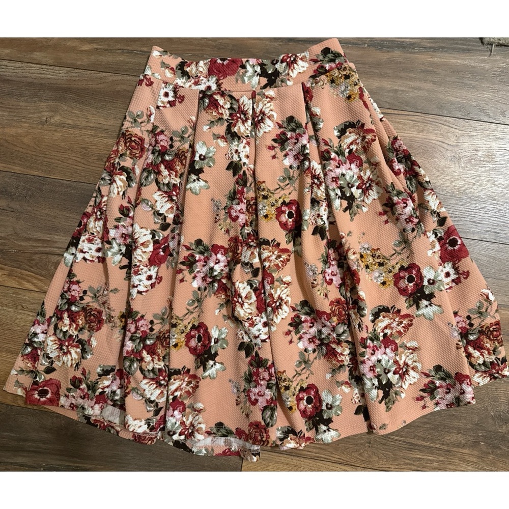 Haute Monde Size Medium Pink Floral Aline Pleated Skirt